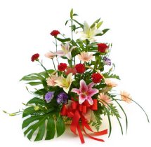 Roses basket with Palm leaves